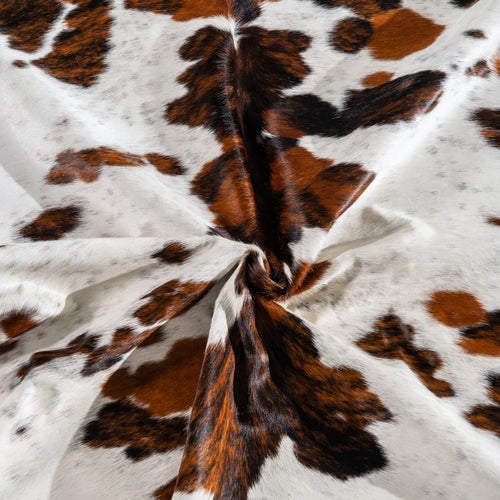 White Tricolor Cowhide Rug Size 7'9" L x 7'3" W 4147