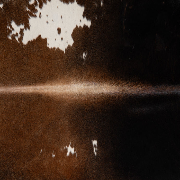 Brazilian Chocolate and White Cowhide Rug Size 7'3" L x 6'11" W 3724