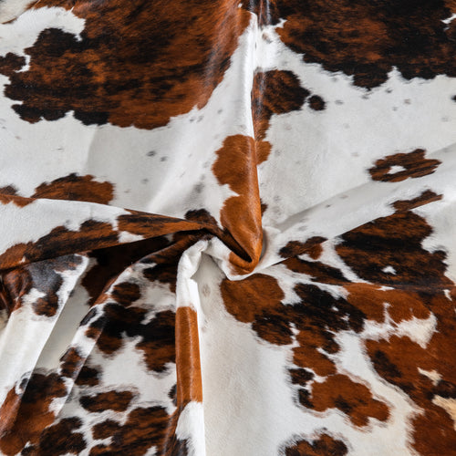 White Tricolor Cowhide Rug Size 7'1" L x 7'1" W 4150