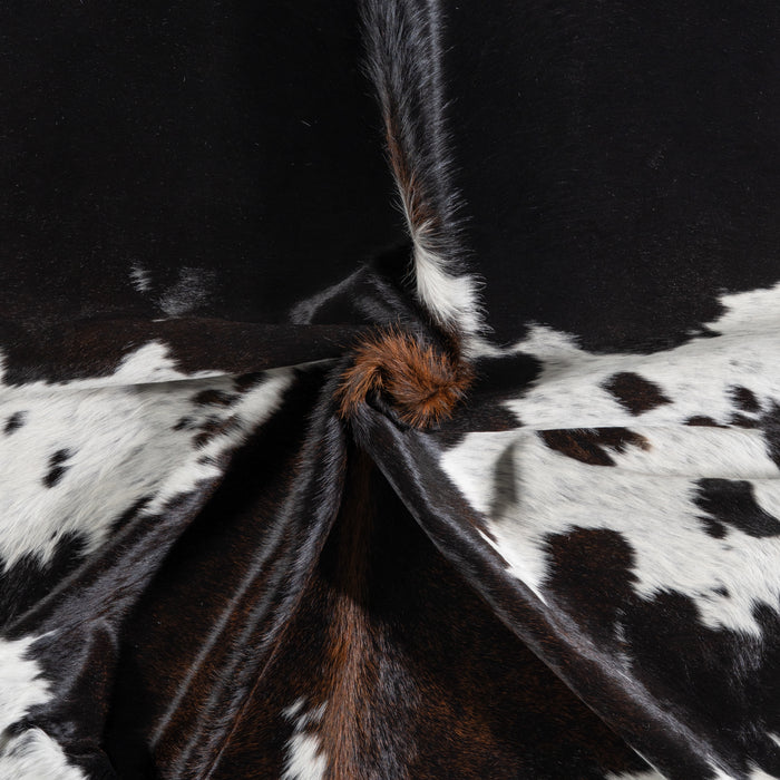 Brazilian Chocolate and White Cowhide Rug Size 8'2" L x 6'5" W 3729