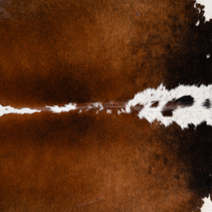 Brazilian Chocolate and White Cowhide Rug Size 6'9" L x 6'5" W 3733