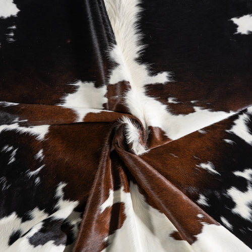 Brazilian Chocolate and White Cowhide Rug Size 7'2" L x 6'5" W 3735
