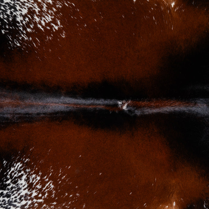 Brazilian Chocolate and White Cowhide Rug Size 6'9" L x 6'7" W 3738