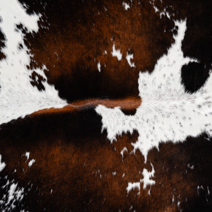 Brazilian Chocolate and White Cowhide Rug Size 6'10" L x 6'1" W 3739