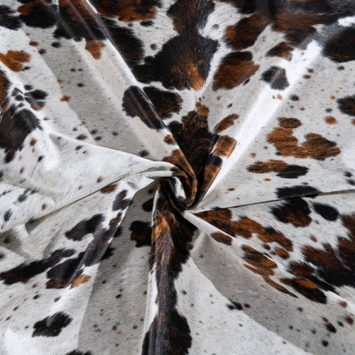 White Tricolor Cowhide Rug Size 7'3" L x 7'0" W 4091