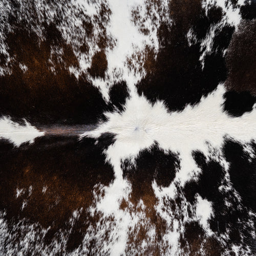 Brazilian Chocolate and White Cowhide Rug Size 6'8" L x 6'2" W 3743
