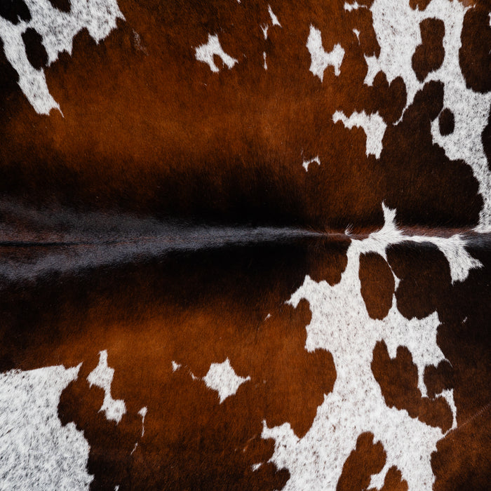 Brazilian Chocolate and White Cowhide Rug Size 6'11" L x 5'11" W 3745