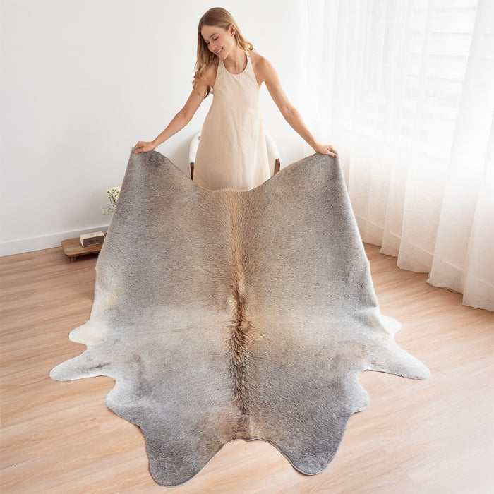 Grey Beige Cowhide Rug