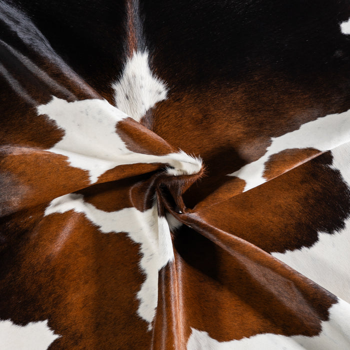 Brazilian Chocolate and White Cowhide Rug Size 7'3" L x 6'1" W 3749