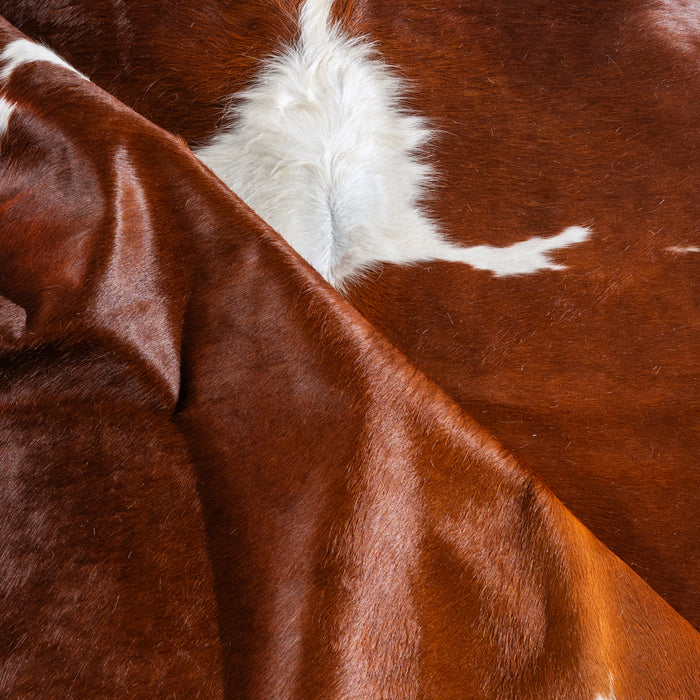 Brown and White Cowhide Rug Size 7'6" L x 7'8" W 5073