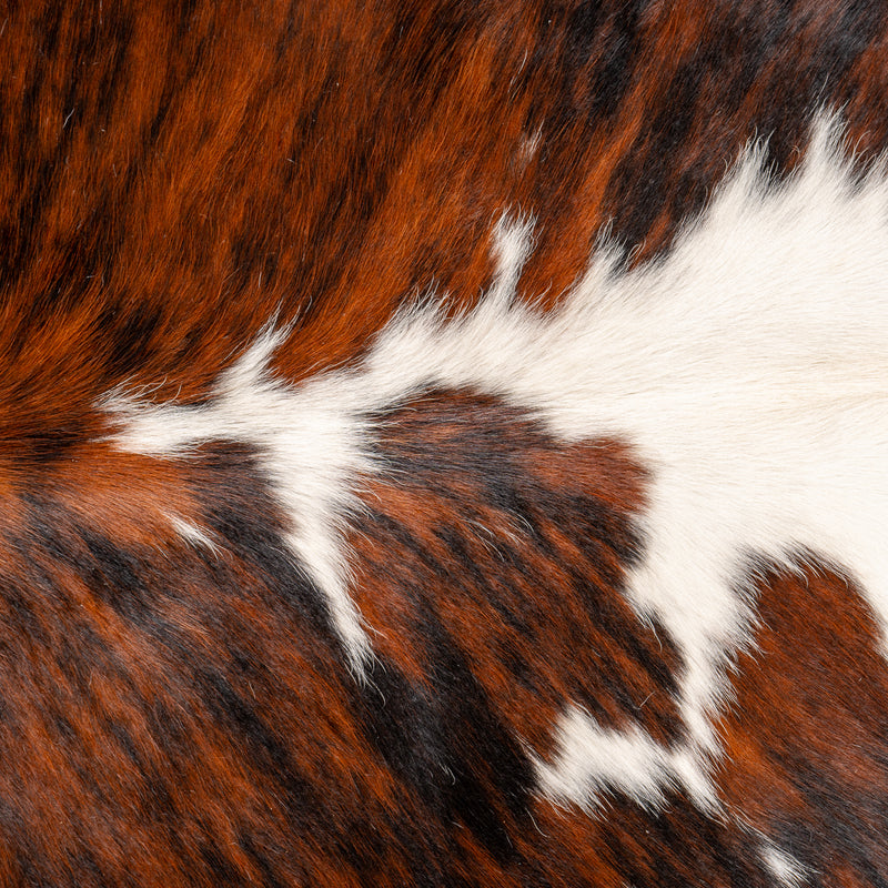 Tricolor Cowhide Rug Size 7'7'' L X 7'1'' W 4981 , Stain Resistant Fur | eCowhides