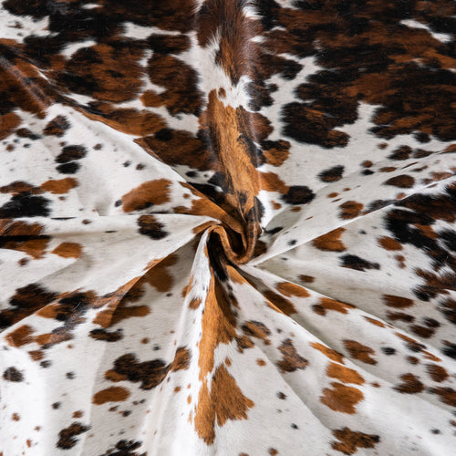 White Tricolor Cowhide Rug Size 7'7" L x 6'5" W 4183