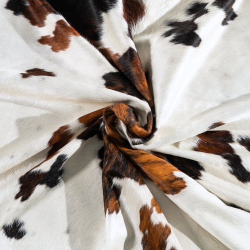 White Tricolor Cowhide Rug Size 6'11" L x 7'8" W 5093