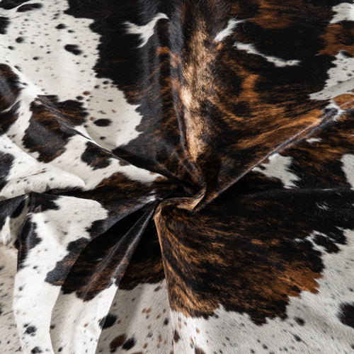 White Tricolor Cowhide Rug Size 7'10" L x 7'0" W 4188