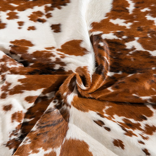 White Tricolor Cowhide Rug Size 7'8" L x 7'0" W 4193