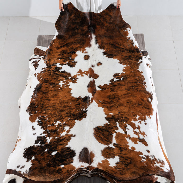 Tricolor Cowhide Rug Size 7'11" L x 7'1" W 4195