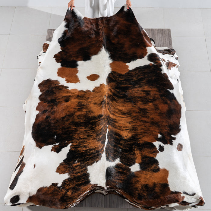 Tricolor Cowhide Rug Size 7'8" L x 6'8" W 4198