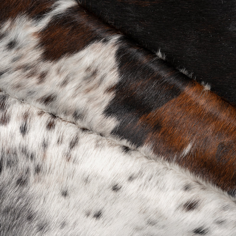 Tricolor Cowhide Rug Size 7'5'' L X 7' W 4996 , Stain Resistant Fur | eCowhides