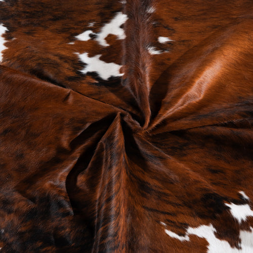 Tricolor Brindle Mix Cowhide Rug Size 7'6" L x 6'5" W 4202