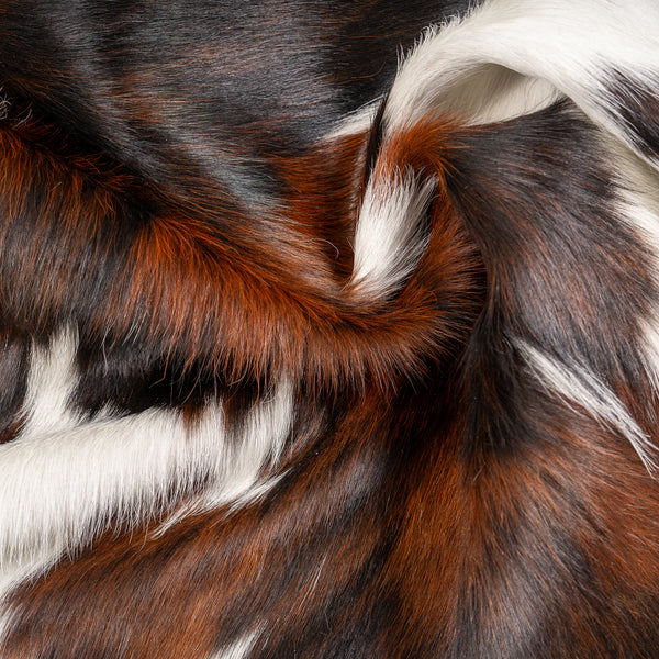 Dark Tricolor Cowhide Rug Size 6'8'' L X 6' W 4998 , Stain Resistant Fur | eCowhides
