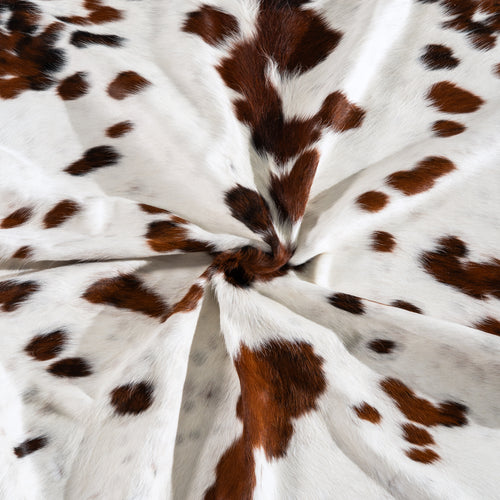 White Tricolor Cowhide Rug Size 7'7" L x 6'10" W 4208