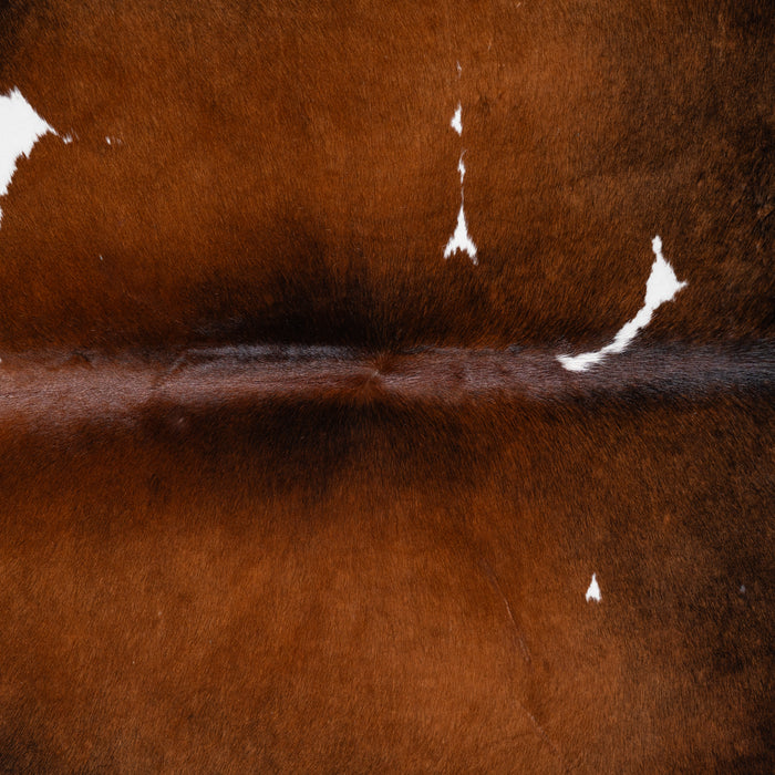 Brazilian Brown and White Cowhide Rug Size 7'3" L x 7'0" W 3814