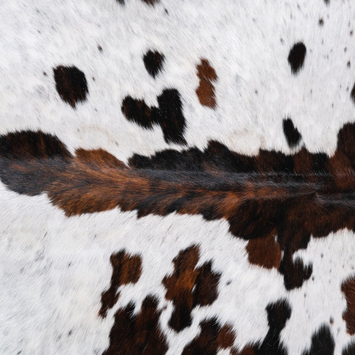 White Tricolor Cowhide Rug Size 7'3" L x 6'9" W 4220