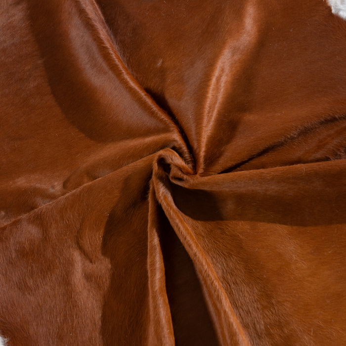 Brown and White Cowhide Rug Size 7'1" L x 6'9" W 4221