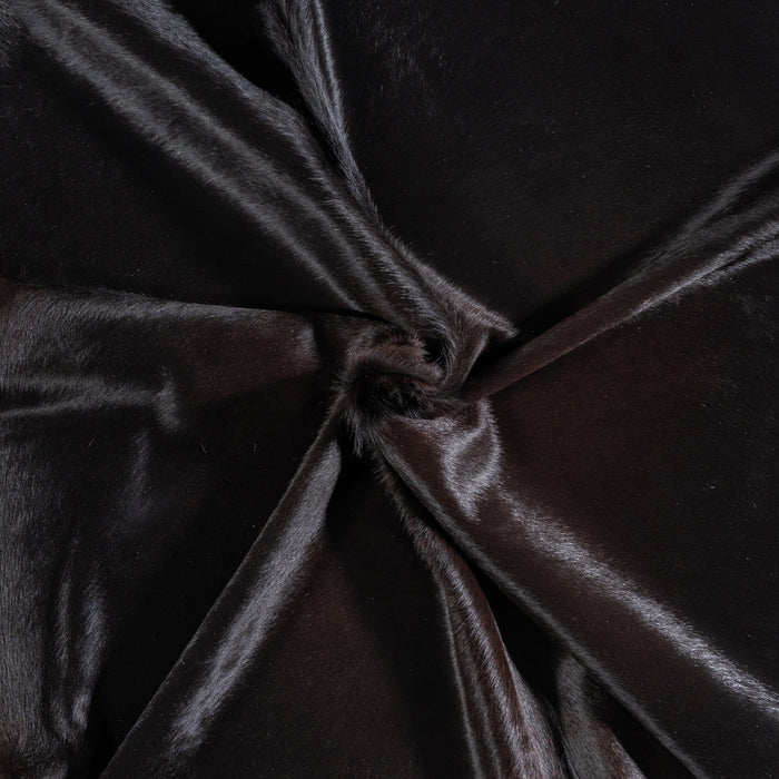 Brazilian Solid Black Cowhide Rug Size 7'0" L x 6'8" W 3845