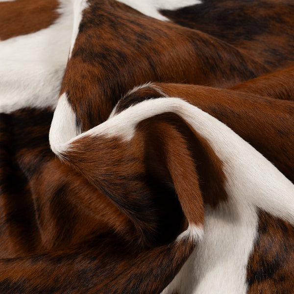 Tricolor Cowhide Rug Size 7'6" L X 6'11'' W 5160 , Stain Resistant Fur | eCowhides