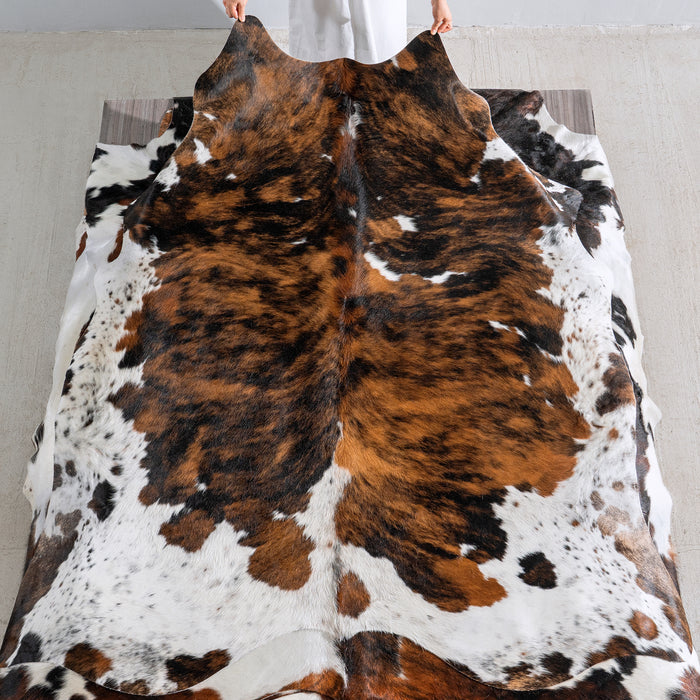 Tricolor Cowhide Rug Size 7'4" L x 7'0" W 3017