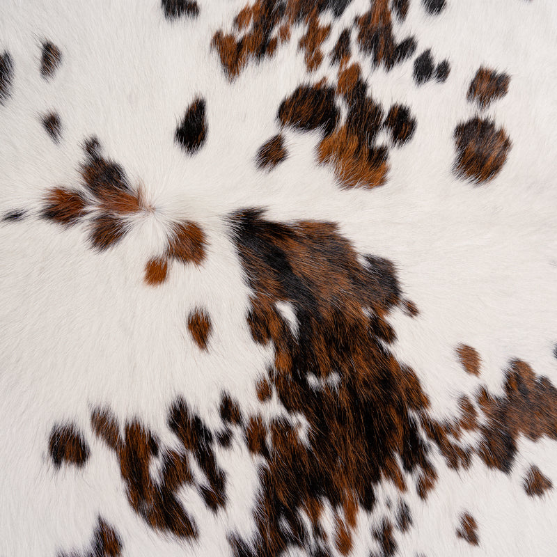 White Tricolor Cowhide Rug Size 6'11'' L X 6'7'' W 5212 , Stain Resistant Fur | eCowhides