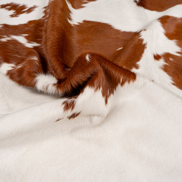 Brown And White Cowhide Rug Size 7'8'' L X 6'10'' W 5253 , Stain Resistant Fur | eCowhides