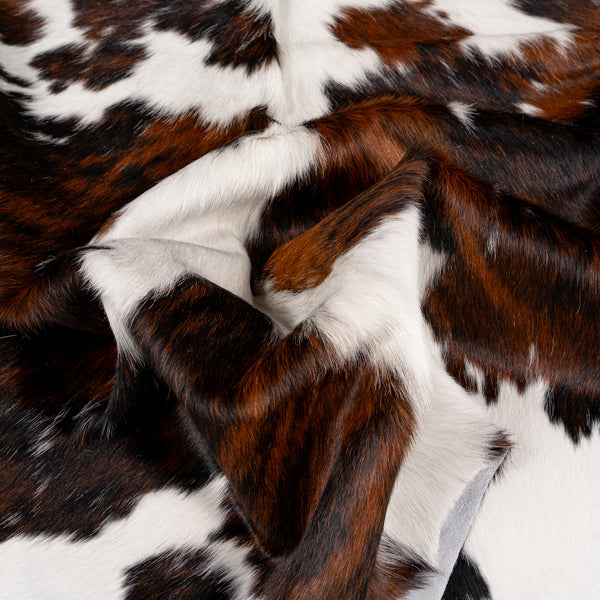 Tricolor Cowhide Rug Size 7' L X 6'4'' W 5258 , Stain Resistant Fur | eCowhides