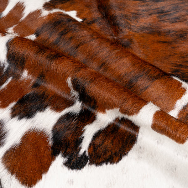 Tricolor Cowhide Rug Size 7'7'' L X 6'11'' W 5283 , Stain Resistant Fur | eCowhides