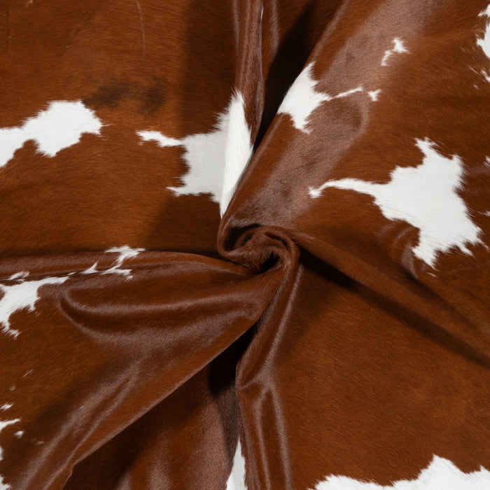 Brazilian Brown and White Cowhide Rug Size 6'9" L x 6'2" W 0036