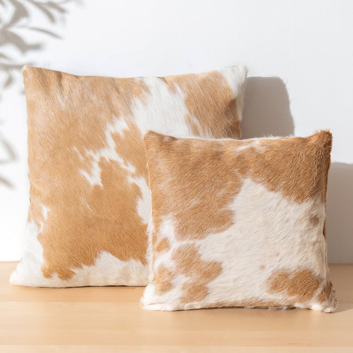 Beige and White cowhide pillows from Ecowhides