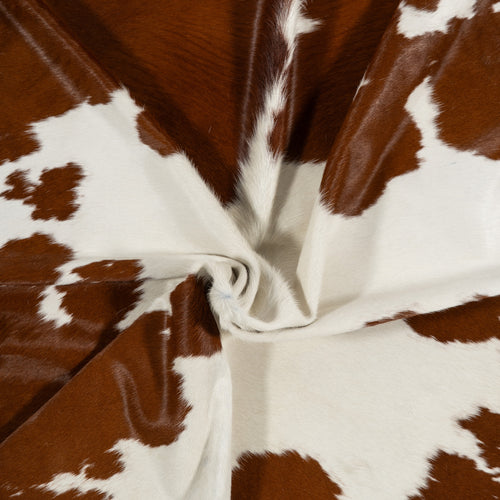 Brazilian Brown and White Cowhide Rug Size 7'3" L x 7'2" W 0041