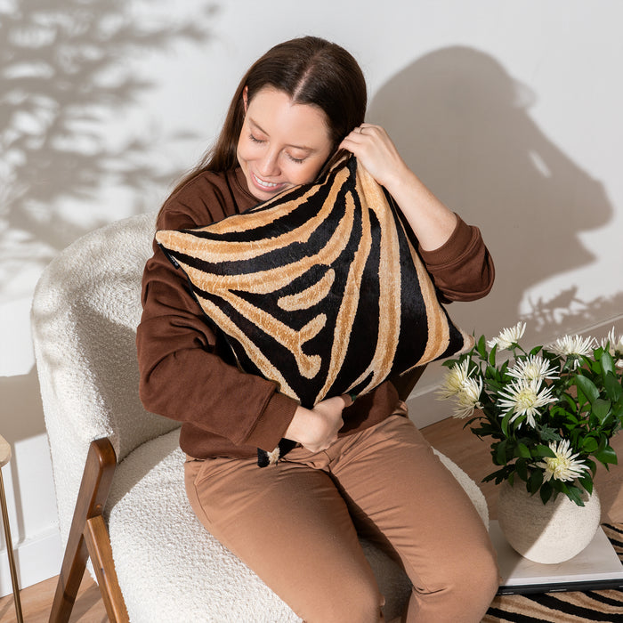 Zebra Safari Cowhide Pillow