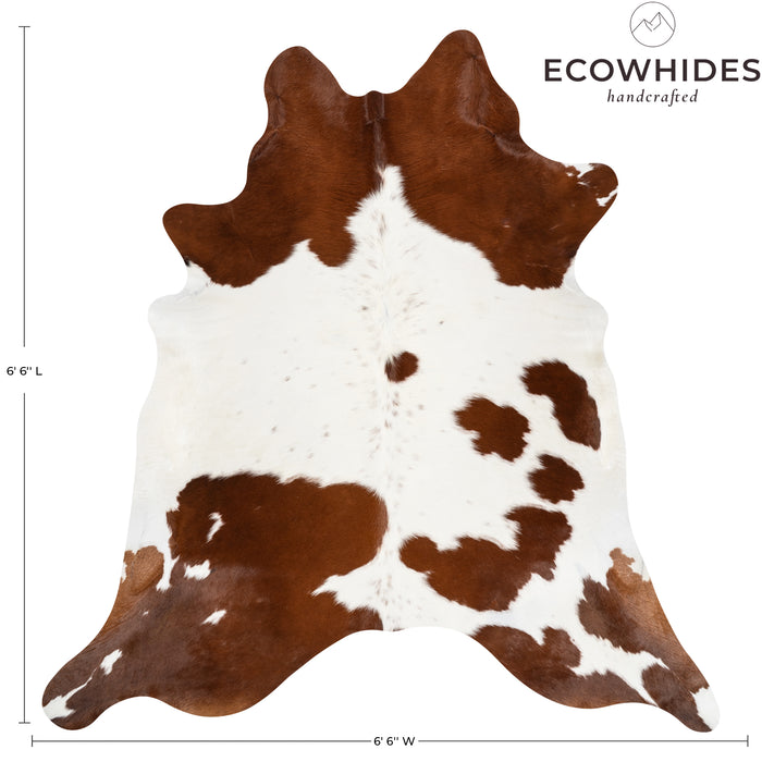 Brazilian Brown and White Cowhide Rug Size 6'6" L x 6'6" W 0030