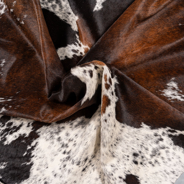 Brazilian Chocolate and White Cowhide Rug Size 7'10'' L x 7'  W 5661