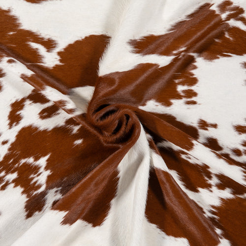 Brazilian Brown and White Cowhide Rug Size 6'9" L x 7'0" W 0606