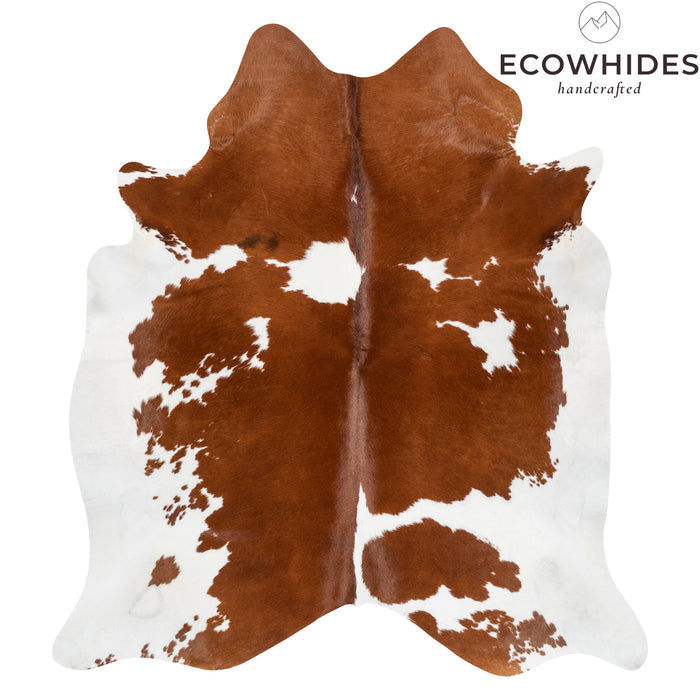 Brazilian Brown and White Cowhide Rug Size 6'9" L x 6'2" W 0036