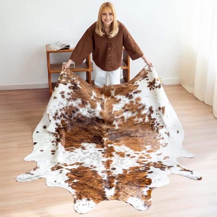 Tricolor Cowhide Rug , Natural Suede Leather | eCowhides