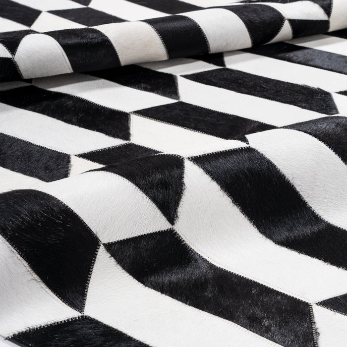 Figaro Black and White Patchwork Cowhide Rug