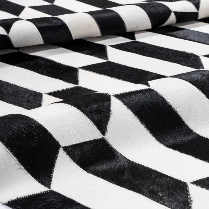 Figaro Black And White Patchwork Cowhide Rug , Anti-Slip Backing | eCowhides | eCowhides