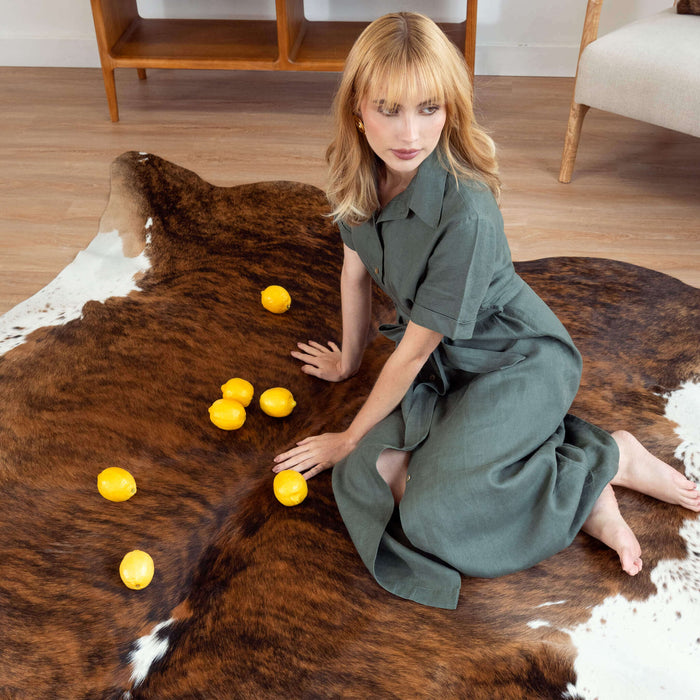 Brindle White Belly Cowhide Rug