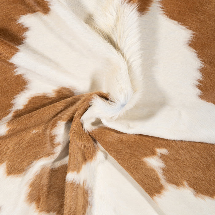 Brazilian Palomino and White Cowhide Rug Size 6'8" L x 6'2" W 1610
