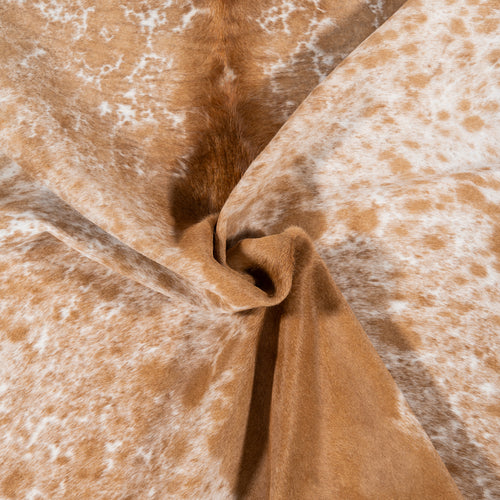 Brazilian Palomino and White Cowhide Rug Size 6'8" L x 5'3" W 1622