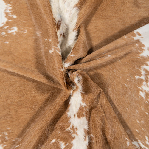 Brazilian Palomino and White Cowhide Rug Size 7'1" L x 7'2" W 1646